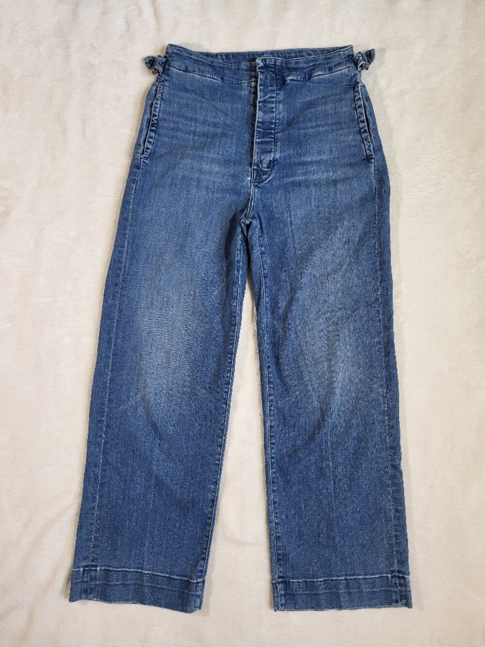 Mother The Cinch Greaser Ankle Jeans in Sorry I'm Staring Wide Leg Boho Coastal